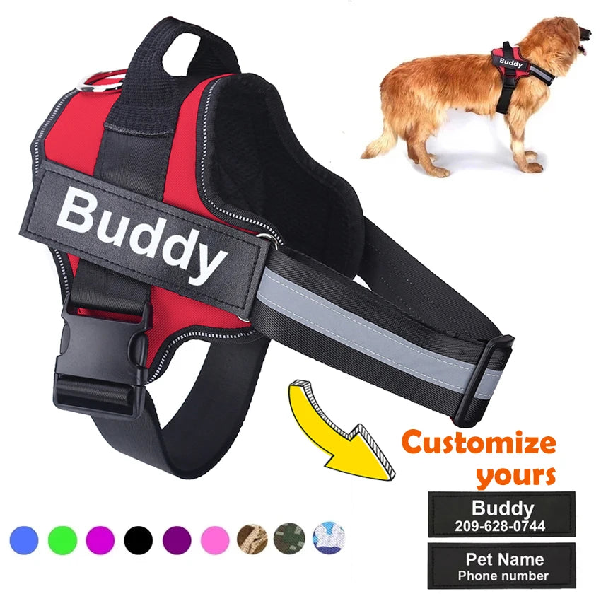 Coleira Peitoral Personalizada para Cães, Sem Puxões, Refletiva e Respirável, Colete para Cães Pequenos e Grandes, Acessórios para Passeio e Treinamento ao Ar Livre