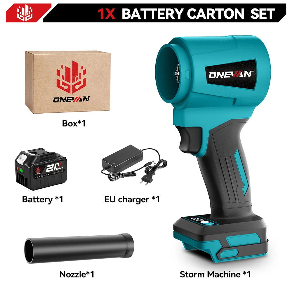 Onevan 400m/s ventilador turbo elétrico sem escova, 4000w, 300000rpm, ferramenta de sopro de poeira de folhas sem fio para makita, pino de bateria de 18v