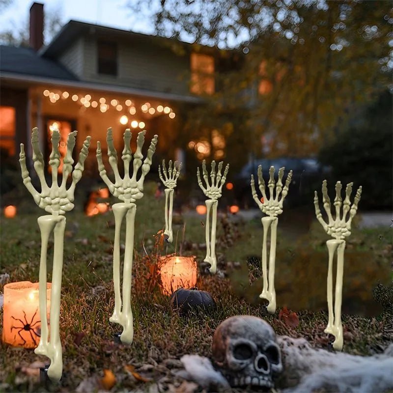 Decoração de Braços de Esqueleto para Halloween, Mãos de Esqueleto Realistas para Decoração de Jardim e Cemitério, Estacas de Esqueleto para Festa ao Ar Livre - Kasa & Pet