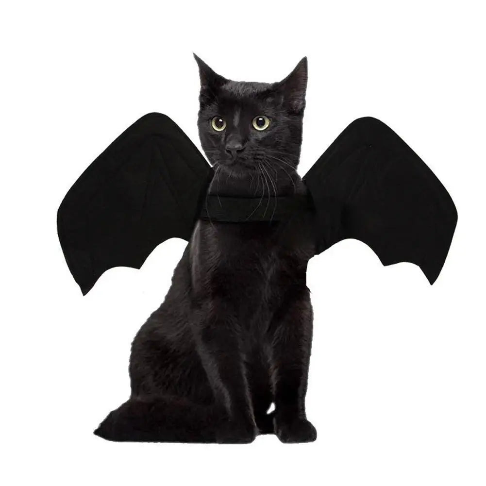 -Disfraz de animal de estimação de Halloween - Fantasia de arnês de asas de morcego pretas fofas para gatos e cães, cosplay de festa de Halloween, suprimentos para animais de estimação