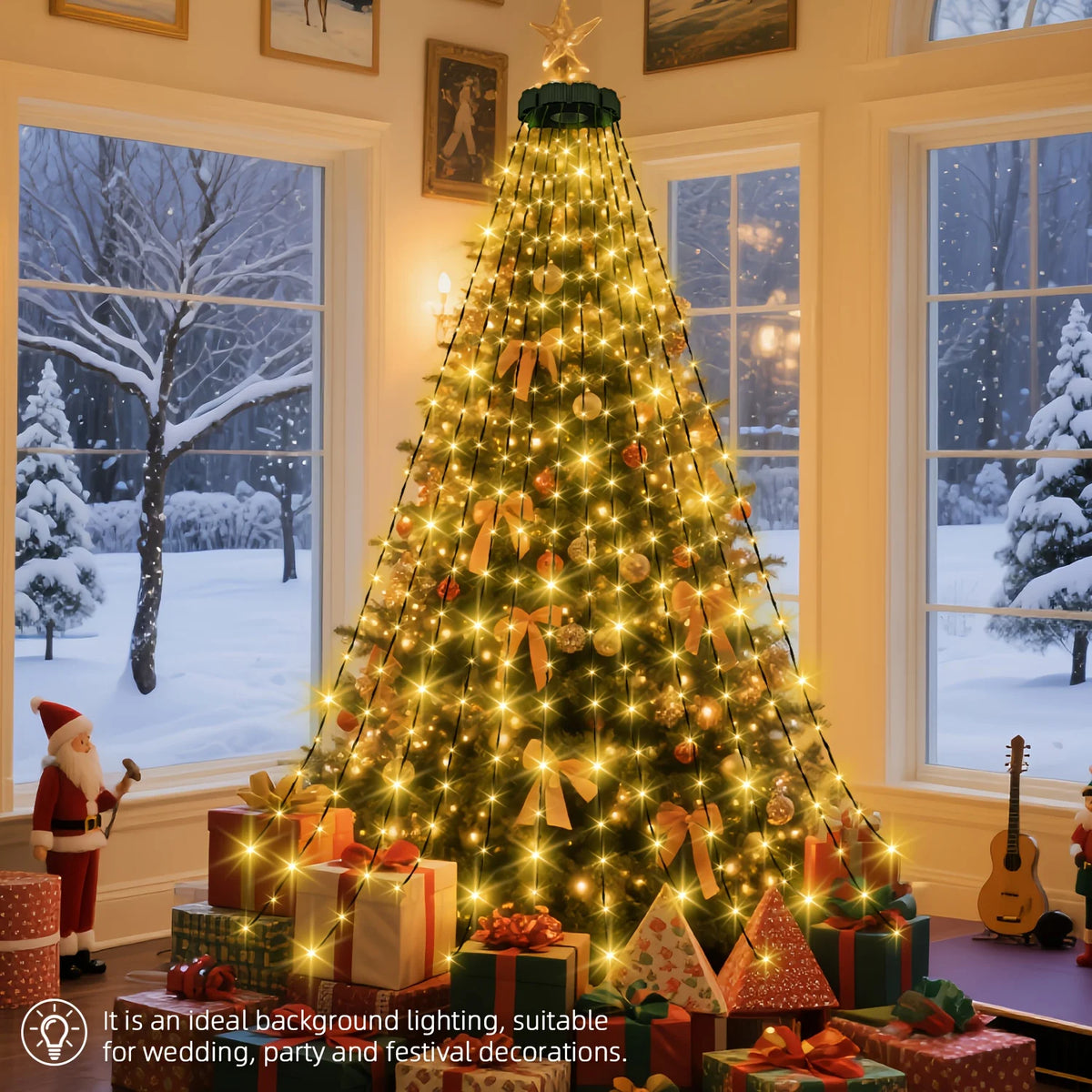400 led 2m árvore de natal cachoeira luz alimentada por usb com controle remoto 8 modos de iluminação para jardim terraço casa decoração de natal