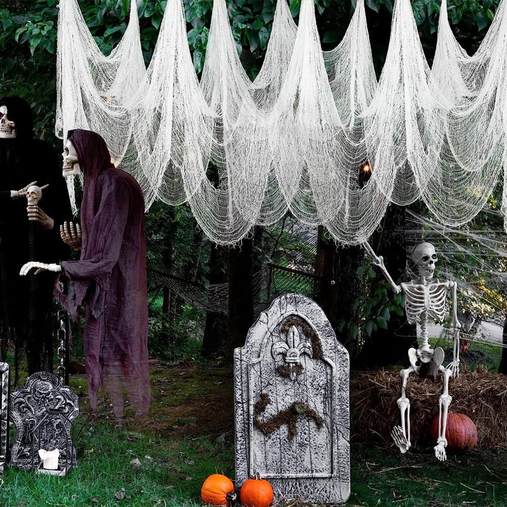 Decoração de festa de halloween de terror, casas assombradas, porta ao ar livre, pano preto assustador, gaze assustadora, adereços góticos - Kasa & Pet