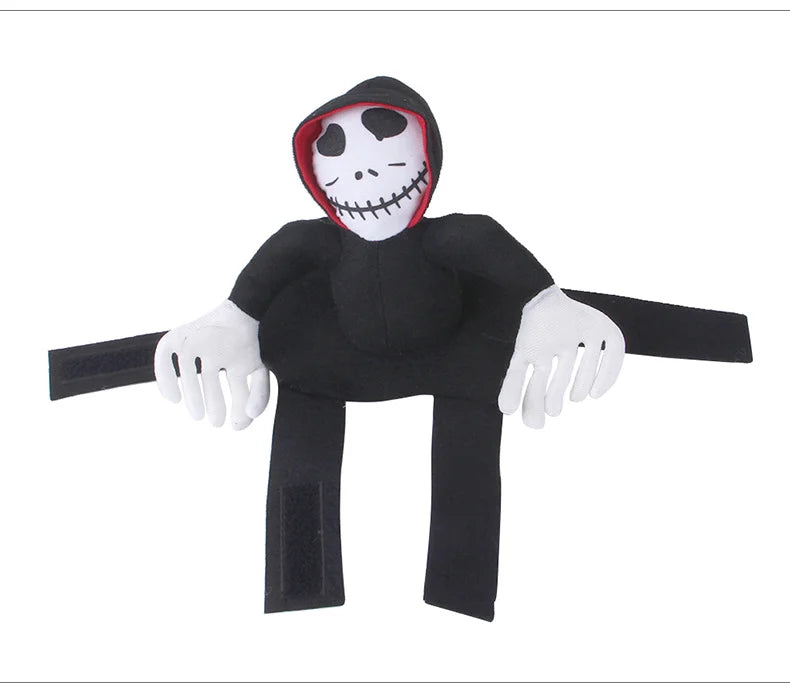 Halloween animal de estimação cosplay traje assustador boneca equitação roupa cão gato   Traje de Halloween para animais de estimação assustador vestir-se colete para cachorro de festa