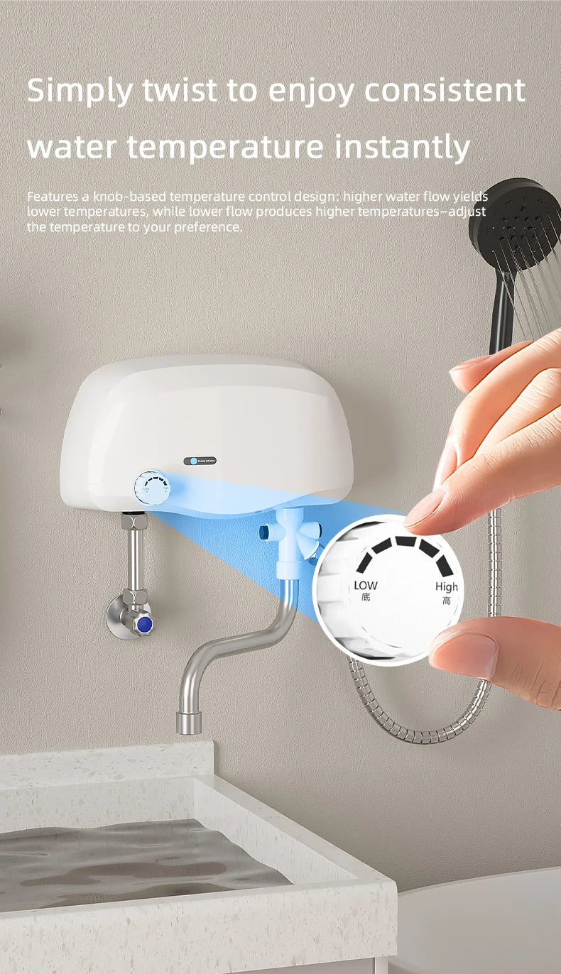 Aquecedor de água instantâneo 3500W, saída dupla de água quente/fria, aquecedores elétricos de água, chuveiro de banheiro com display de temperatura 220V