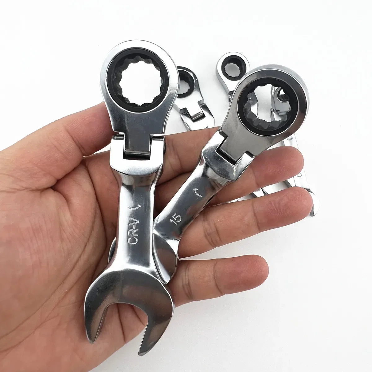 Mini chave de catraca de alça curta com cabeça móvel, chave de extremidade aberta rápida de dupla finalidade, ferramenta de hardware, chave de economia de trabalho
