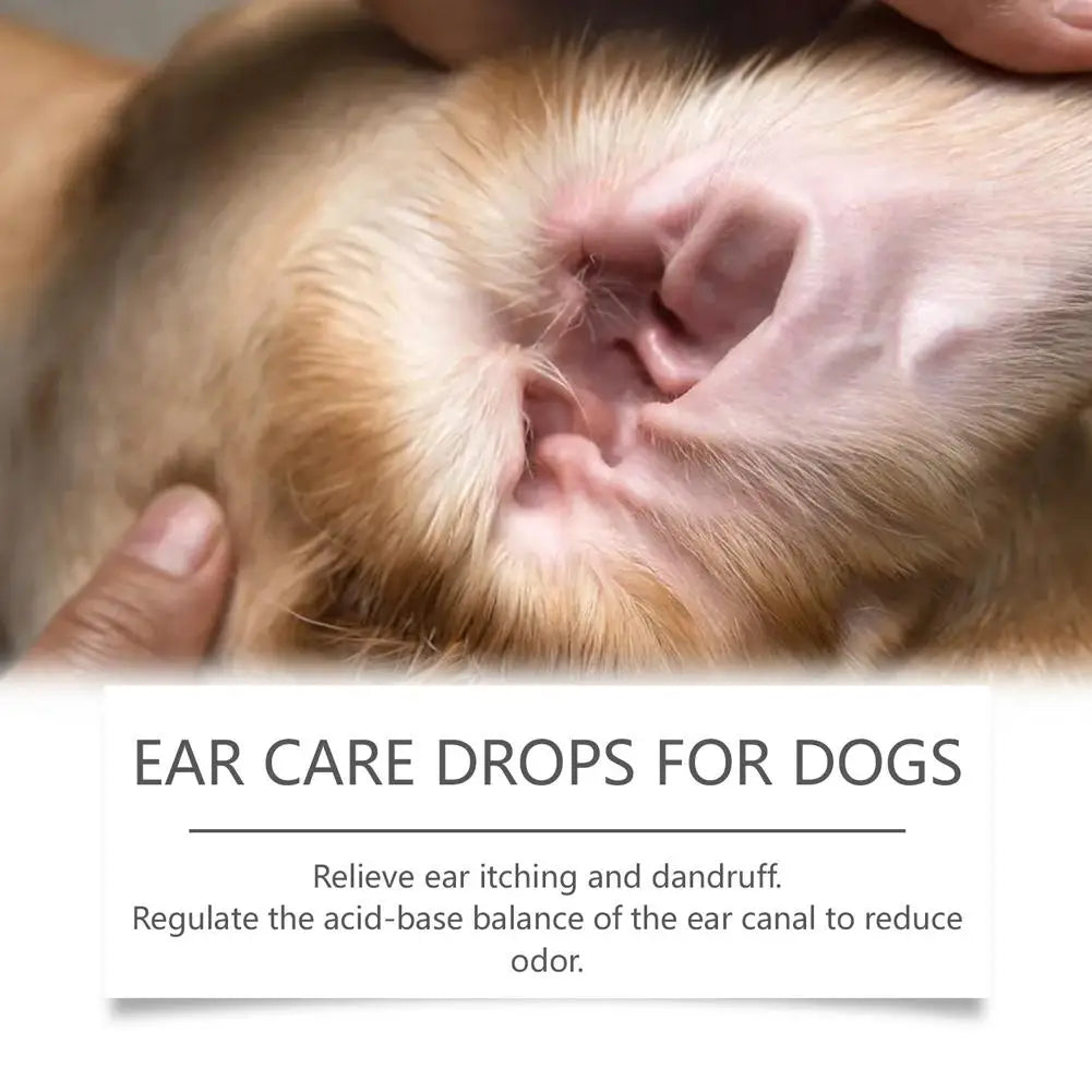 Gotas para ouvido de animais de estimação, 60ml, dissolvem cera de ouvido, removedor de odor, anti-coceira, natural, não irritante