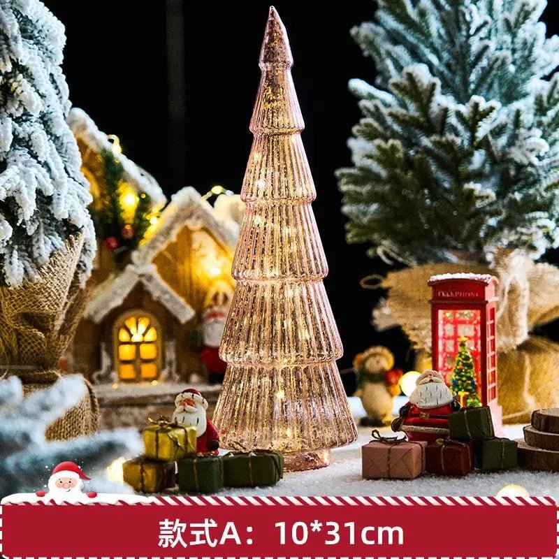 Árvore de natal luz noturna de vidro para casa natal romântico feriado atmosfera arbol de navidad ornamentos led decoração luminosa