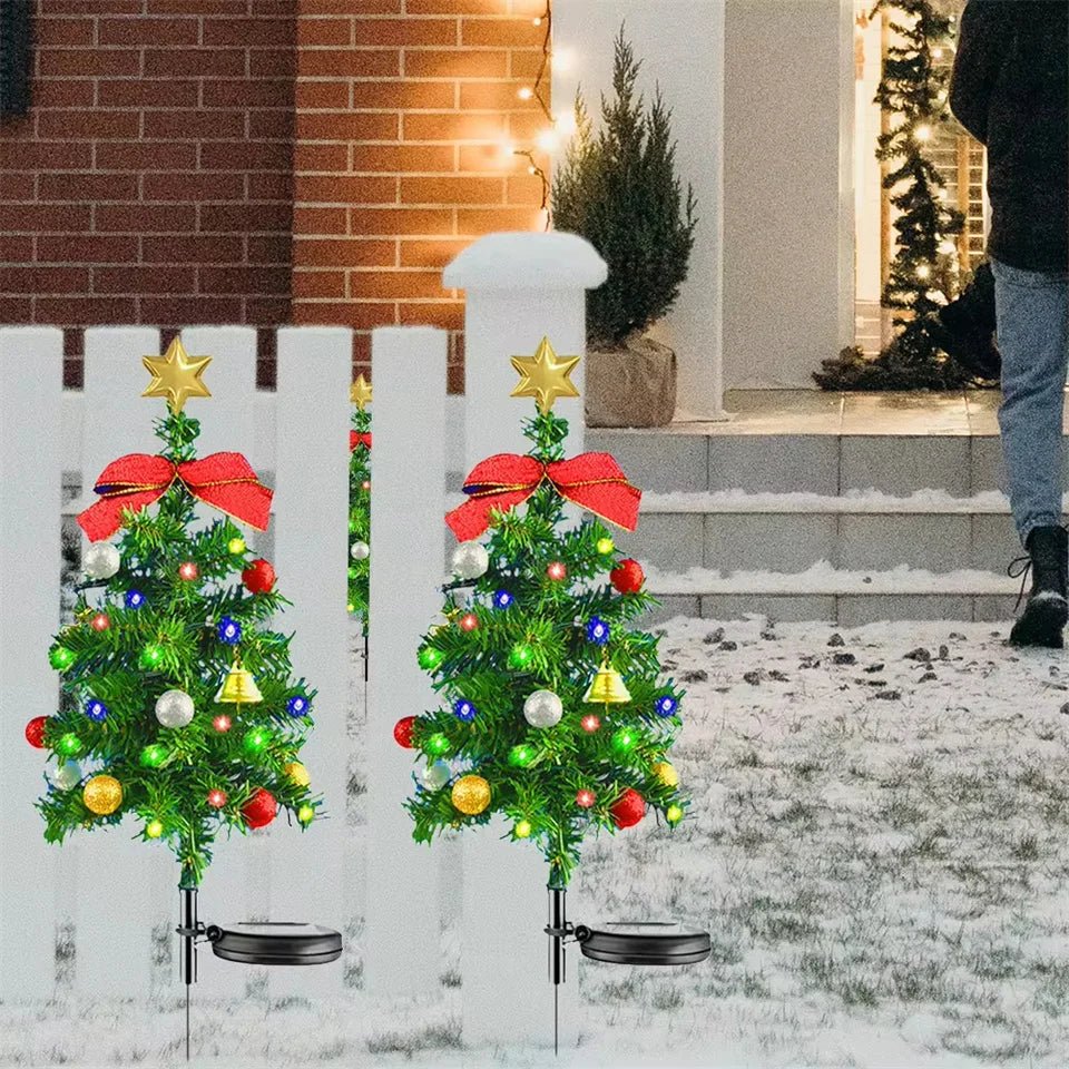 Árvore de natal luzes solares ao ar livre à prova dwaterproof água led jardim caminho gramado paisagem festivo decorativo luzes piso decoração natal