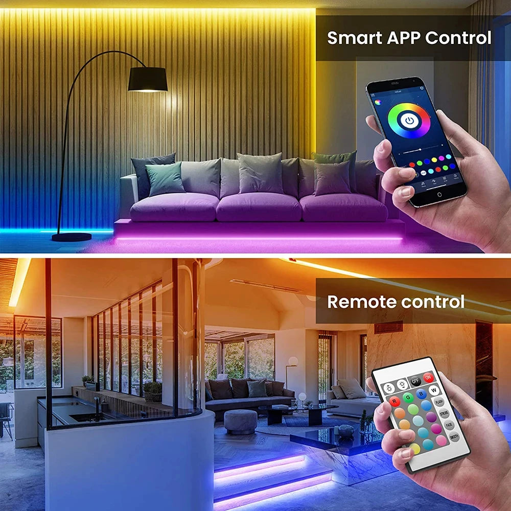 Smart Bluetooth LED Strip Lights, APP Controle Remoto, Fita Flexível, Diodo Lamp Tape, TV Backlights, Sala de jogos, Home Decor, SMD 5050