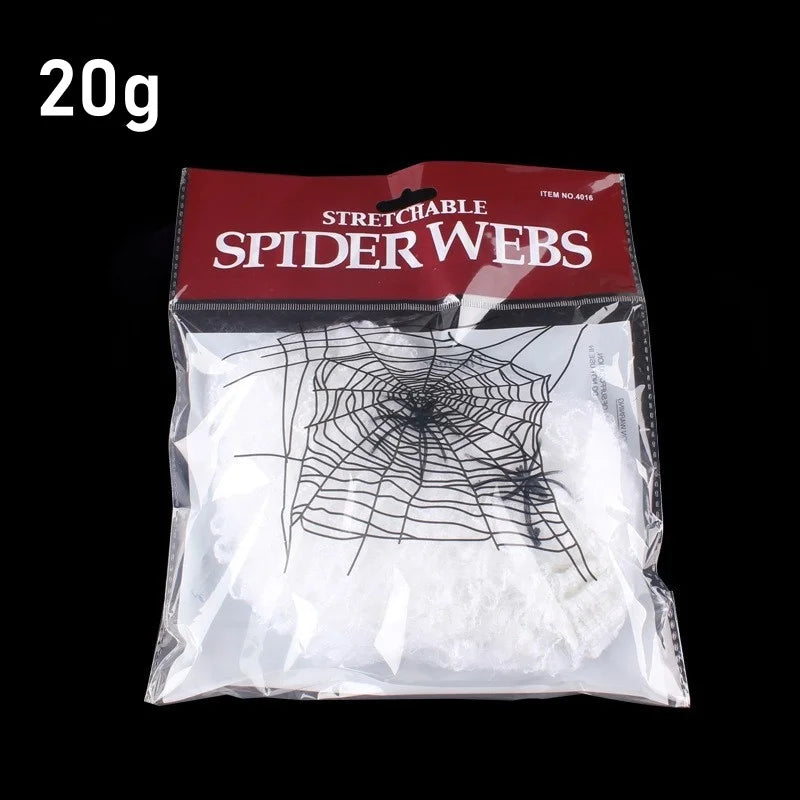 Decoração de Halloween Teia de Aranha Artificial Elástica Brilha no Escuro Adereços de Aranha Horror Gótico Decoração de Casa Assombrada Festa