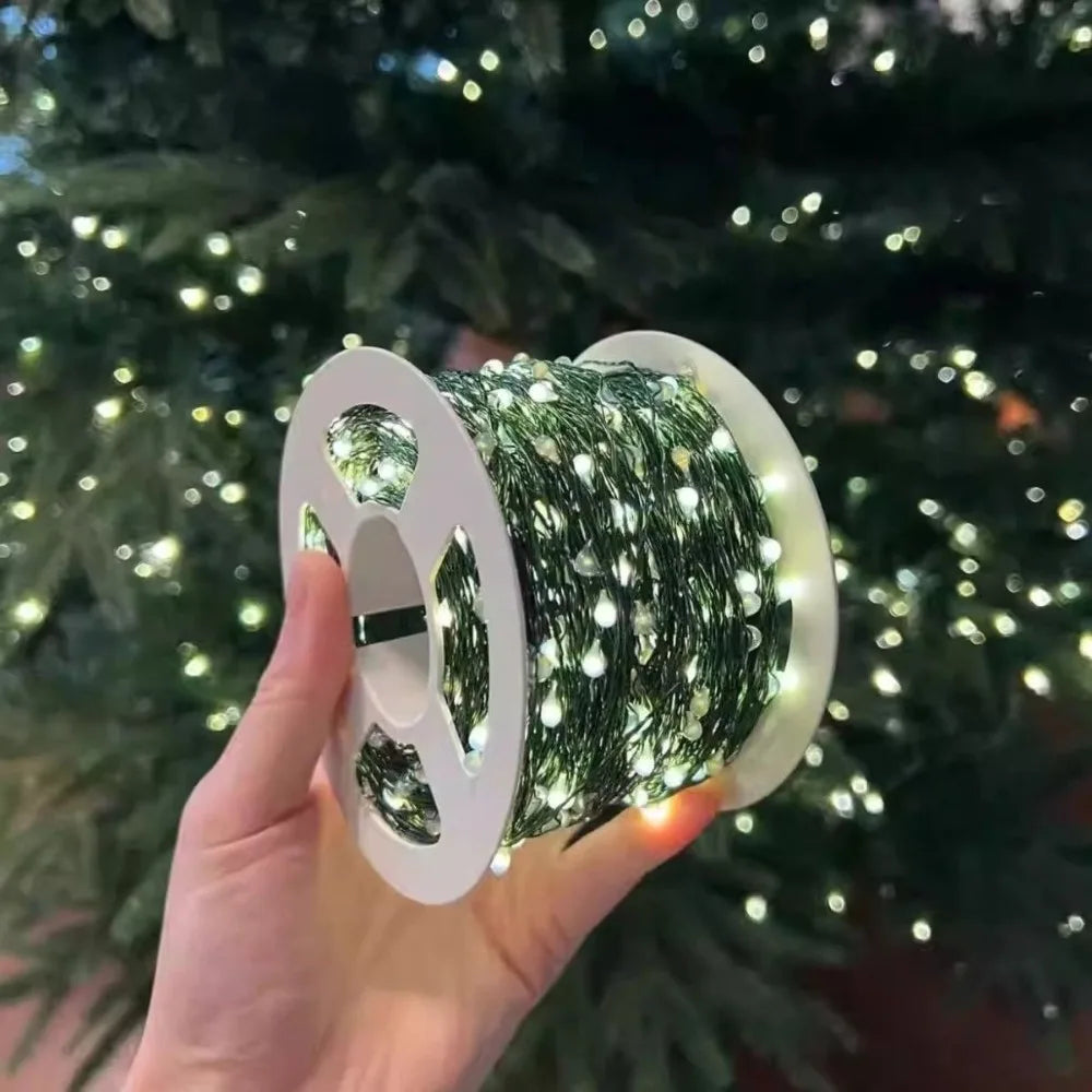 Decorações para Árvore de Natal, Luzes de Cordão à Prova d'Água para Exterior, Guirlandas de Ano Novo, Luzes LED Decorativas para Casamento e Decoração de Natal em Casa