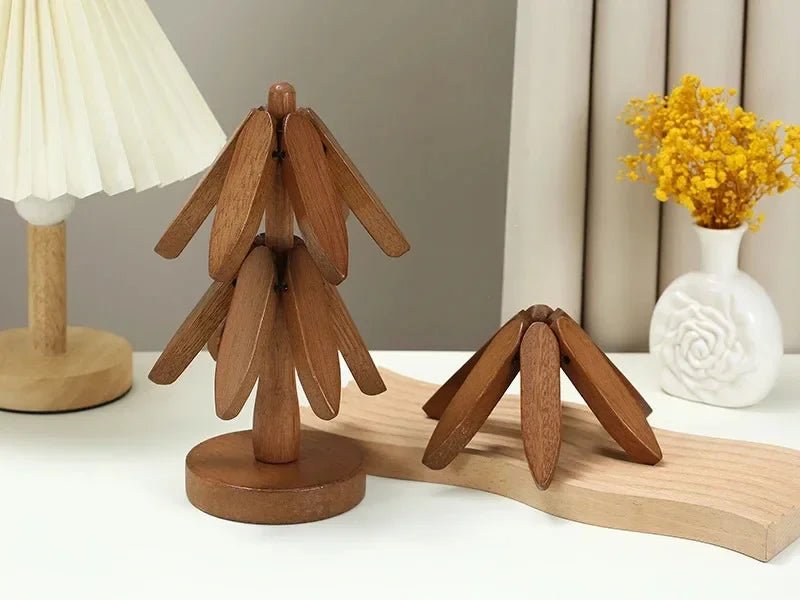 Base para Panelas de Madeira em Forma de Árvore de Natal com Suporte, Resistente ao Calor, Anti-Queimaduras, Porta-Copos, Sousplat de Madeira Sólida, Decoração de Natal para Casa - Kasa & Pet