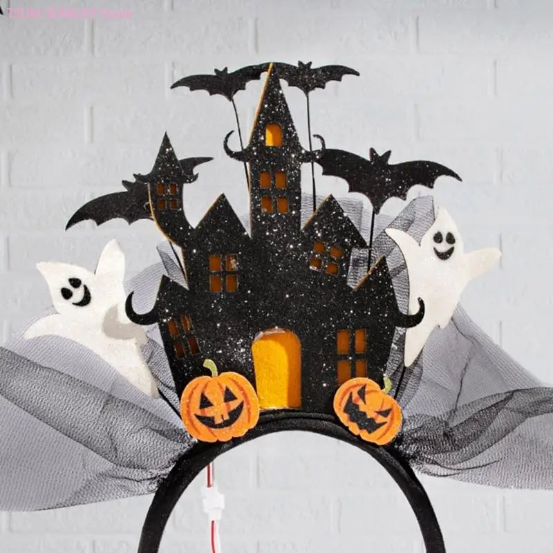 62KE Castelos assombrados Halloween acendem faixa cabelo LED brilhante para evento fantasia