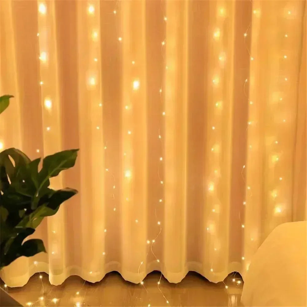 Luzes de Natal LED, Cortina de Luzes de Fada, Alimentadas por Bateria, 8 Modos, Decoração de Natal para Casa, Feriados, Ano Novo 2027, Lâmpada