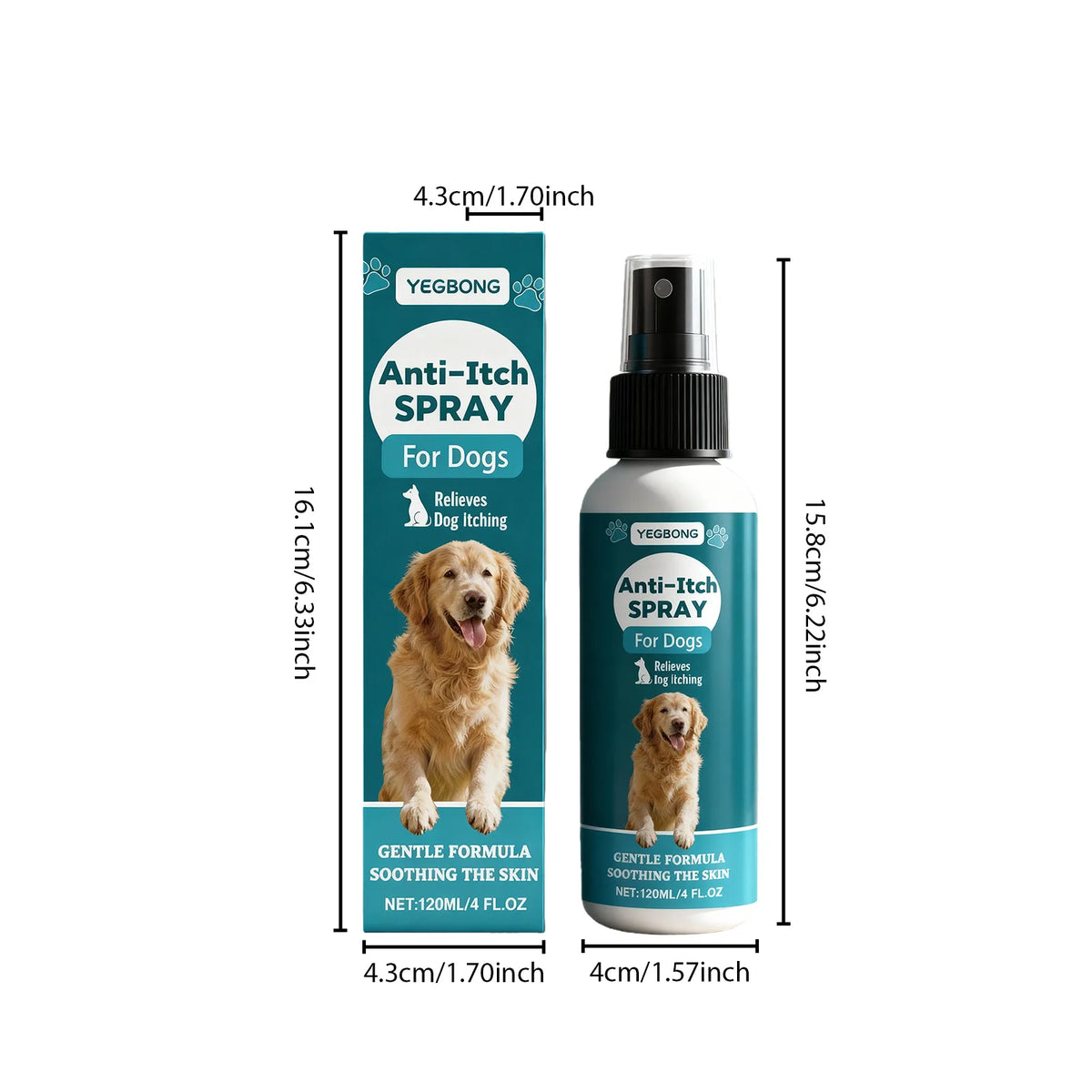 Spray Antipruriginoso para Cães YEGBONG, Spray Suave para Cuidado da Pele, Alivia a Irritação e o Desconforto da Pele do Cão