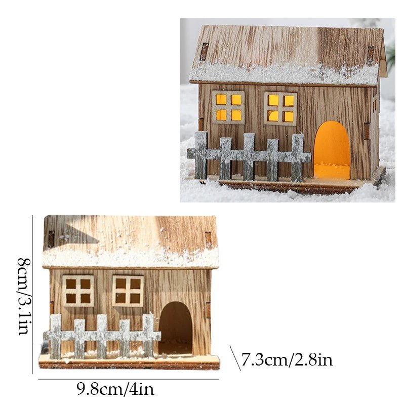 Decorações de natal natal led luz casa de madeira luminosa cabine mesa ornamentos noite lâmpada para casa ano novo crianças presentes - Kasa & Pet
