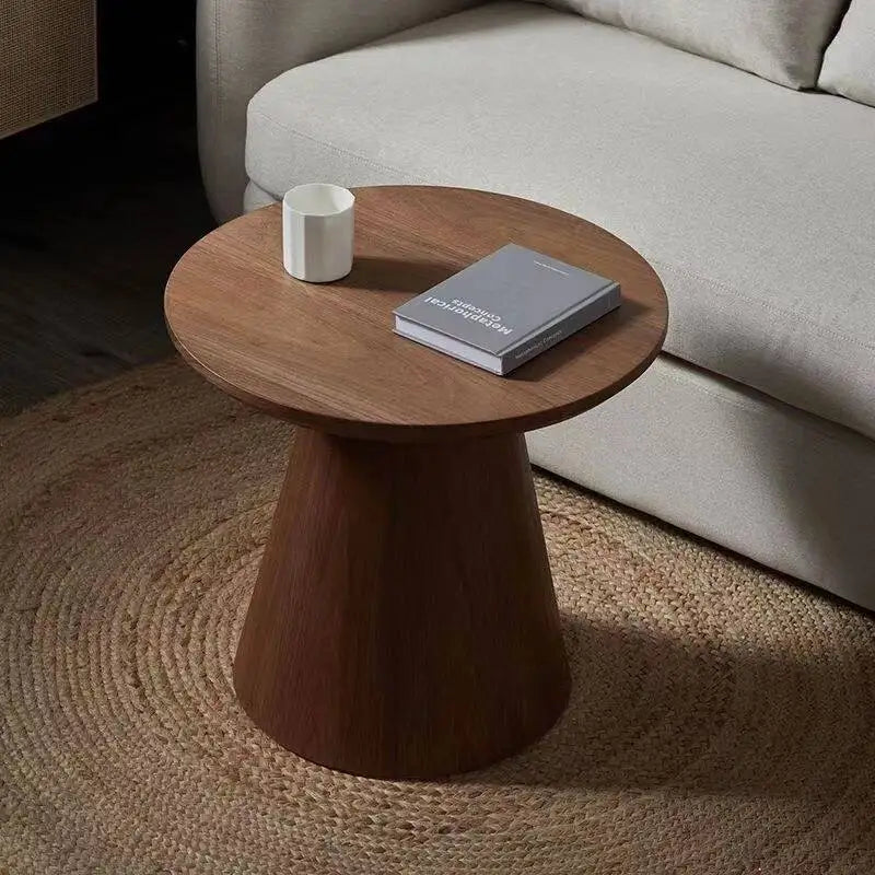 Mesa de centro nórdica de madeira maciça, pequena, redonda, luxuosa, mesa lateral para casa, minimalista, sala de estar, mesa de chá, estilo wabi-sabi