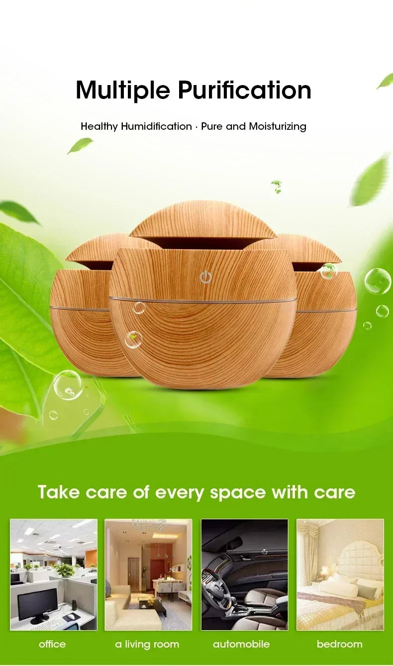 Woodgrain usb difusor de óleo essencial mini umidificador ultrassônico aromaterapia portátil desktop fabricante névoa ar para escritório em casa