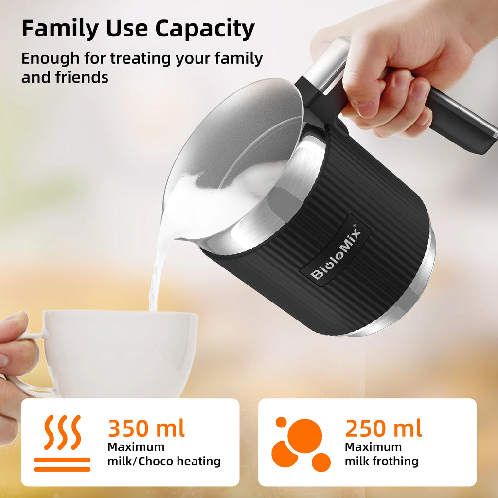 Batedor de leite e vaporizador removível BioloMix, fabricante automático de espuma quente/frio e chocolate quente 5 em 1, seguro para máquina de lavar louça