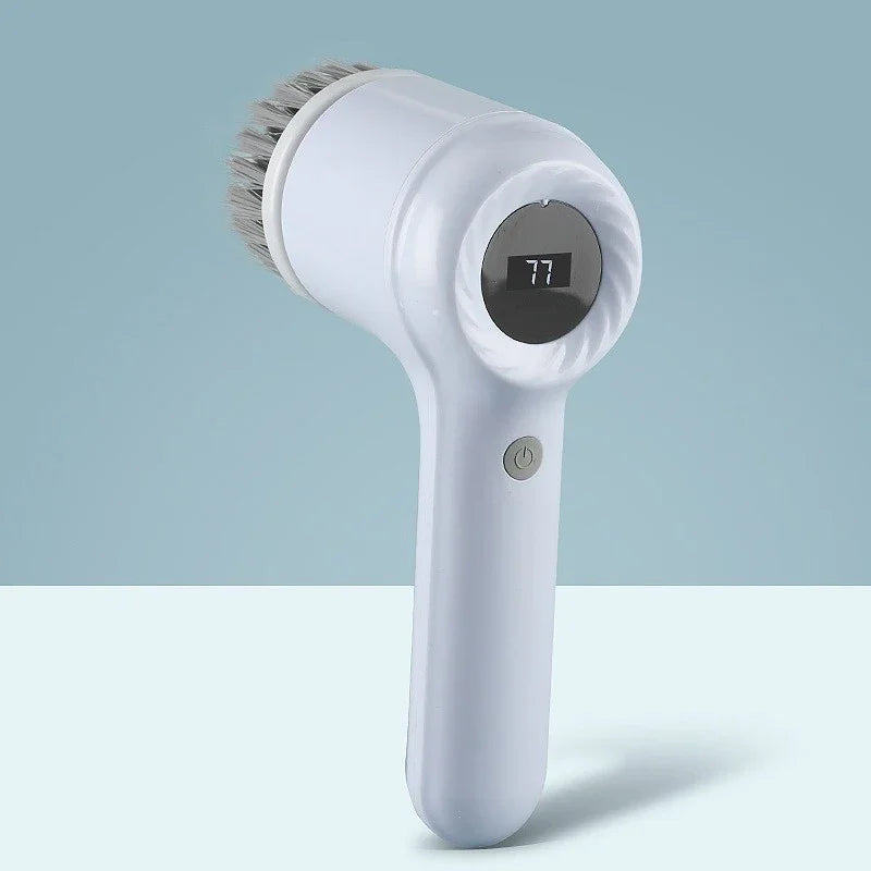 Purificador giratório elétrico sem fio 2025 com 5 escovas, limpador de banheiro recarregável à prova d'água IPX7 para limpeza de azulejos/doche/gravos