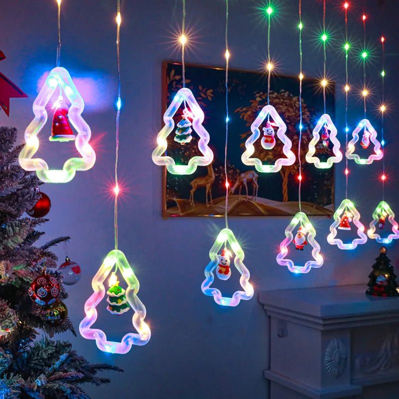 Decoração de lâmpada de janela de natal luzes de cortina de fadas 8 modos de trabalho luzes de corda de árvore de natal para festa de casamento decoração de casa - Kasa & Pet