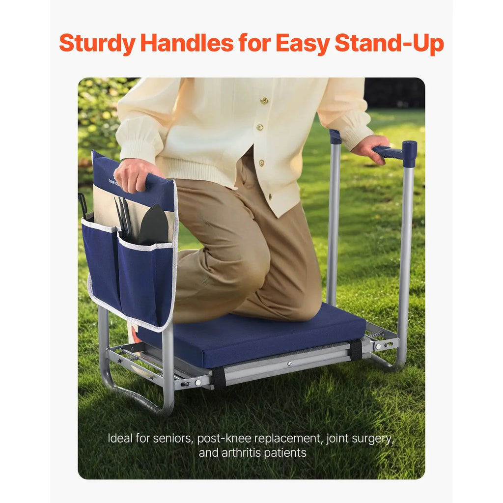 Heavy Duty 11 in Wide Thick Garden Kneeler Seat Folding Garden Stool with 1 Tool Bag Garden Tools Accessory
