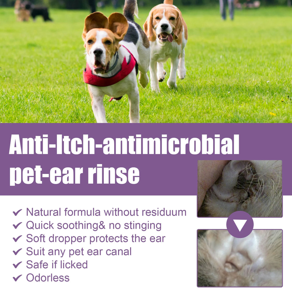 Limpador de ouvidos para cães e gatos, alivia o odor, remove cera dos ouvidos, gotas de limpeza suave, previne coceira