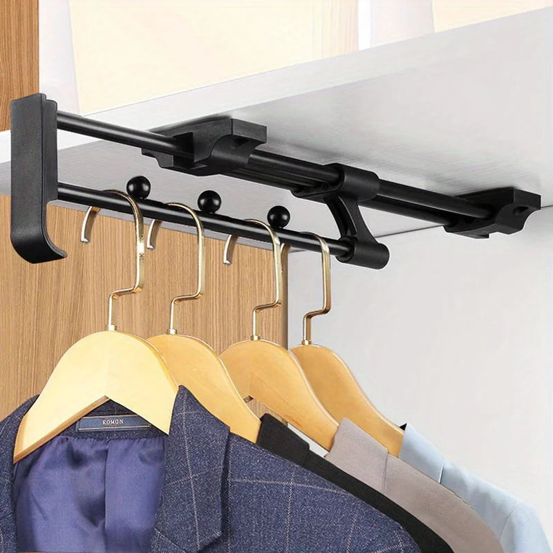 1 peça Varão Retrátil Deslizante para Guarda-Roupa, Cabideiro para Roupas, Toalhas e Casacos, Organizador de Armazenamento para Armário
