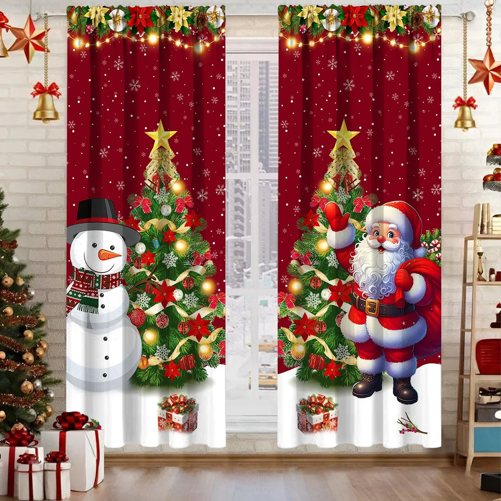 1/2 peças de cortina de Natal, decoração de Feliz Natal para casa, cortina de Natal 2025, enfeites de janela, presente de Natal 2026.