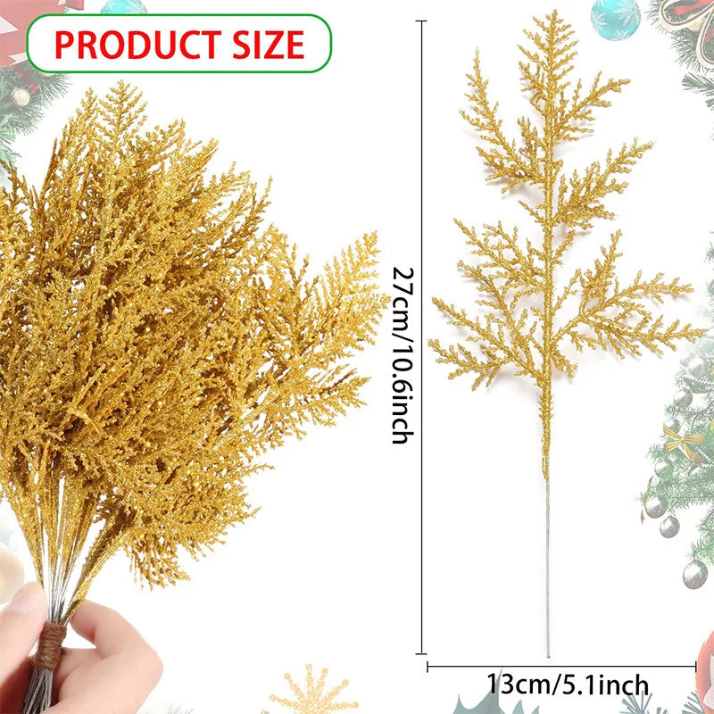 Decoração de natal glitter ramos bagas buquê de flores artificiais enfeites de árvore de natal para casa ano novo 2025 navidad
