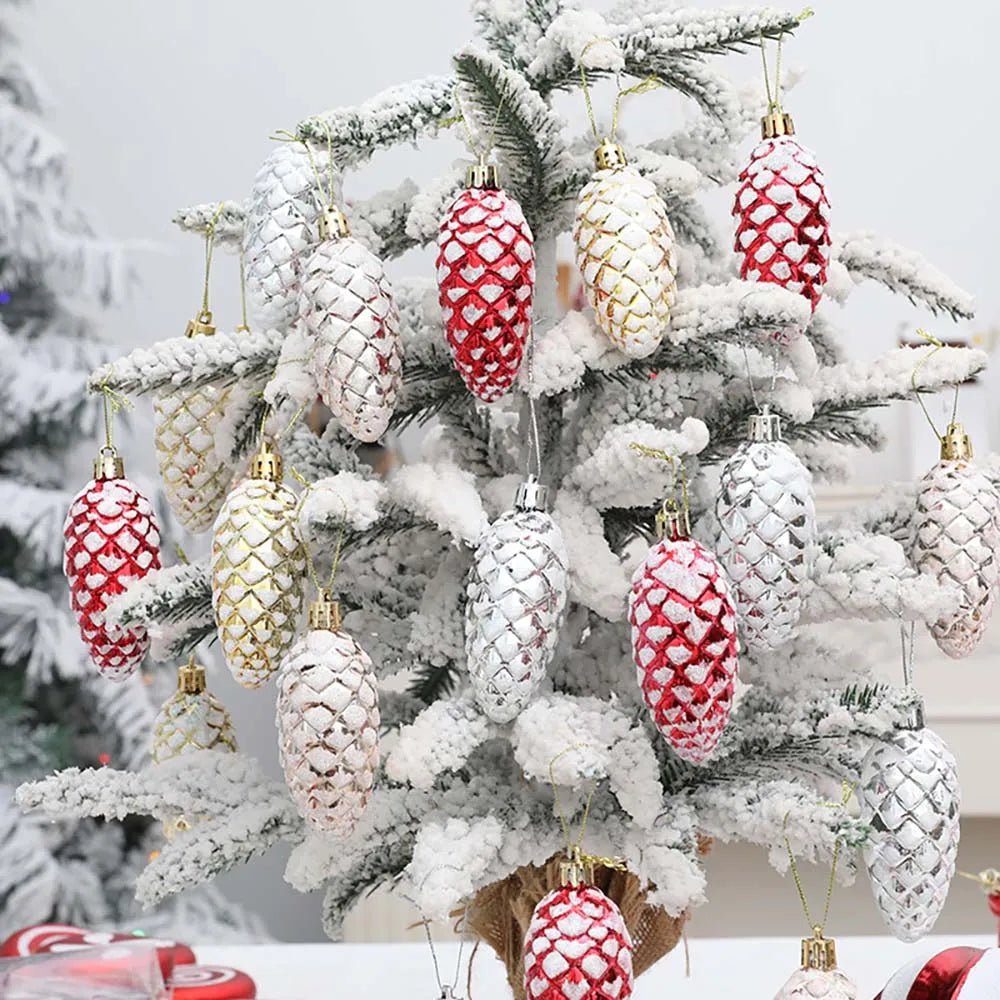 Decorações de doces para árvore de natal, bastão de doces vermelho e dourado, pinhas, decoração de casa de natal 2025, enfeite de árvore de natal