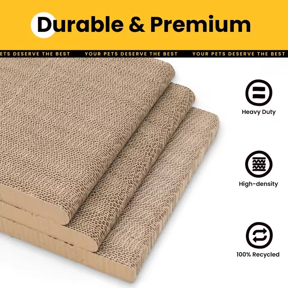 Arranhador para Gatos em Formato de L de Papelão com Buraco para Sino e Catnip, Poste Arranhador Resistente ao Desgaste para Gatos de Interior, Proteção de Móveis