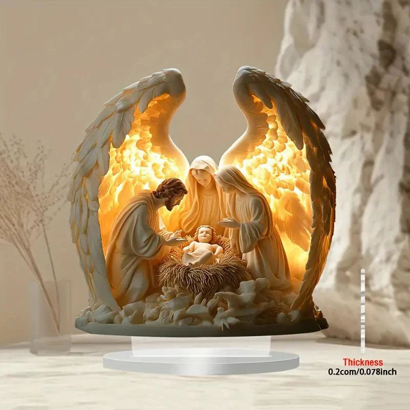 2026 Nova presépio de nascimento de Jesus – peça central de mesa de Natal, decoração religiosa de Natal para casa