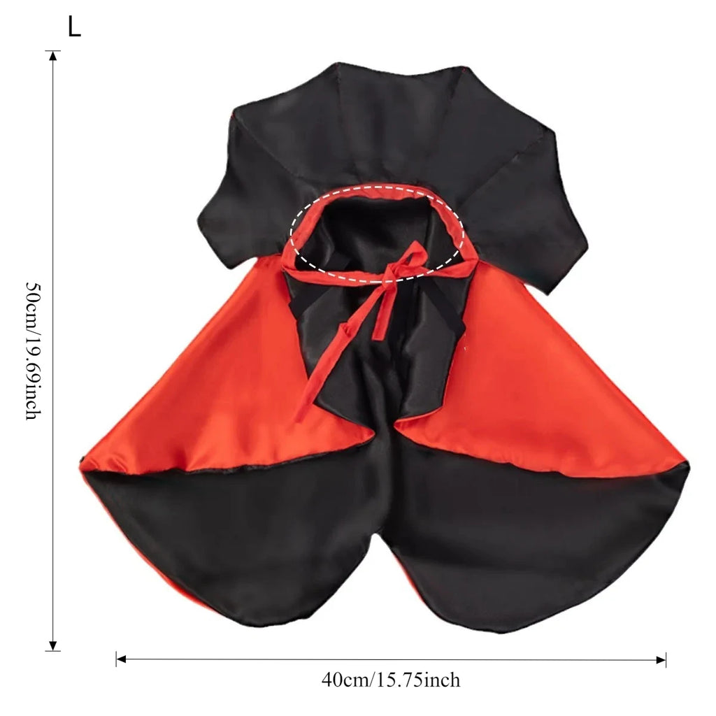 Fantasia de Vampiro para Pets no Halloween - Capa Confortável de Nylon com Fecho de Alça, Adequada para Cães e Gatos de Pequeno e Médio Porte