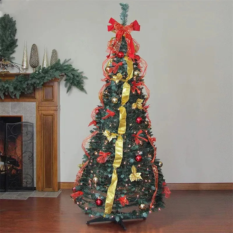 Árvore de natal retrátil decorativa dobrável pvc artificial árvore de natal para sala de estar shopping hotel-presente de natal