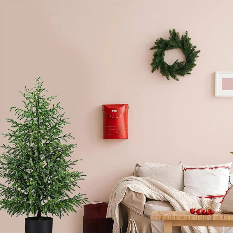Árvore de Natal Artificial de Pinheiro Norfolk de 60CM, Planta Falsa Impermeável para Jardim, Quintal, Varanda, Decoração de Férias de Inverno
