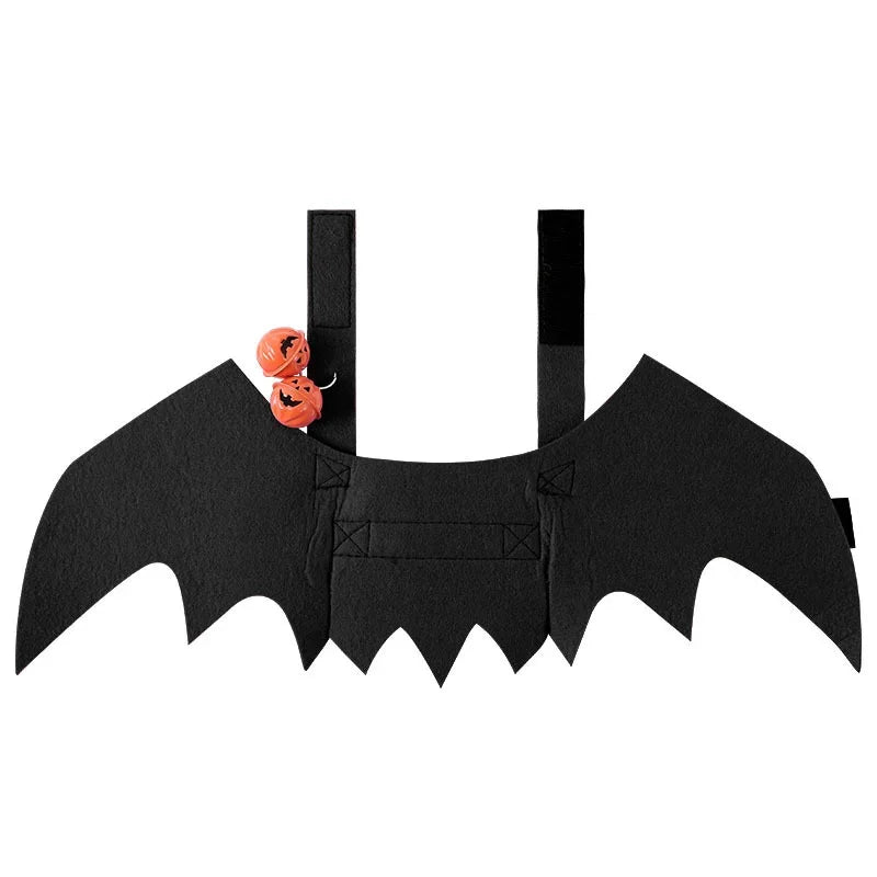 Fantasia de Halloween para Pets: Asas de Morcego para Gatos e Cães com 2 Sinos de Abóbora – Roupa de Cosplay para Gatos e Cães Pequenos – Diversão para Festas e Fantasiar