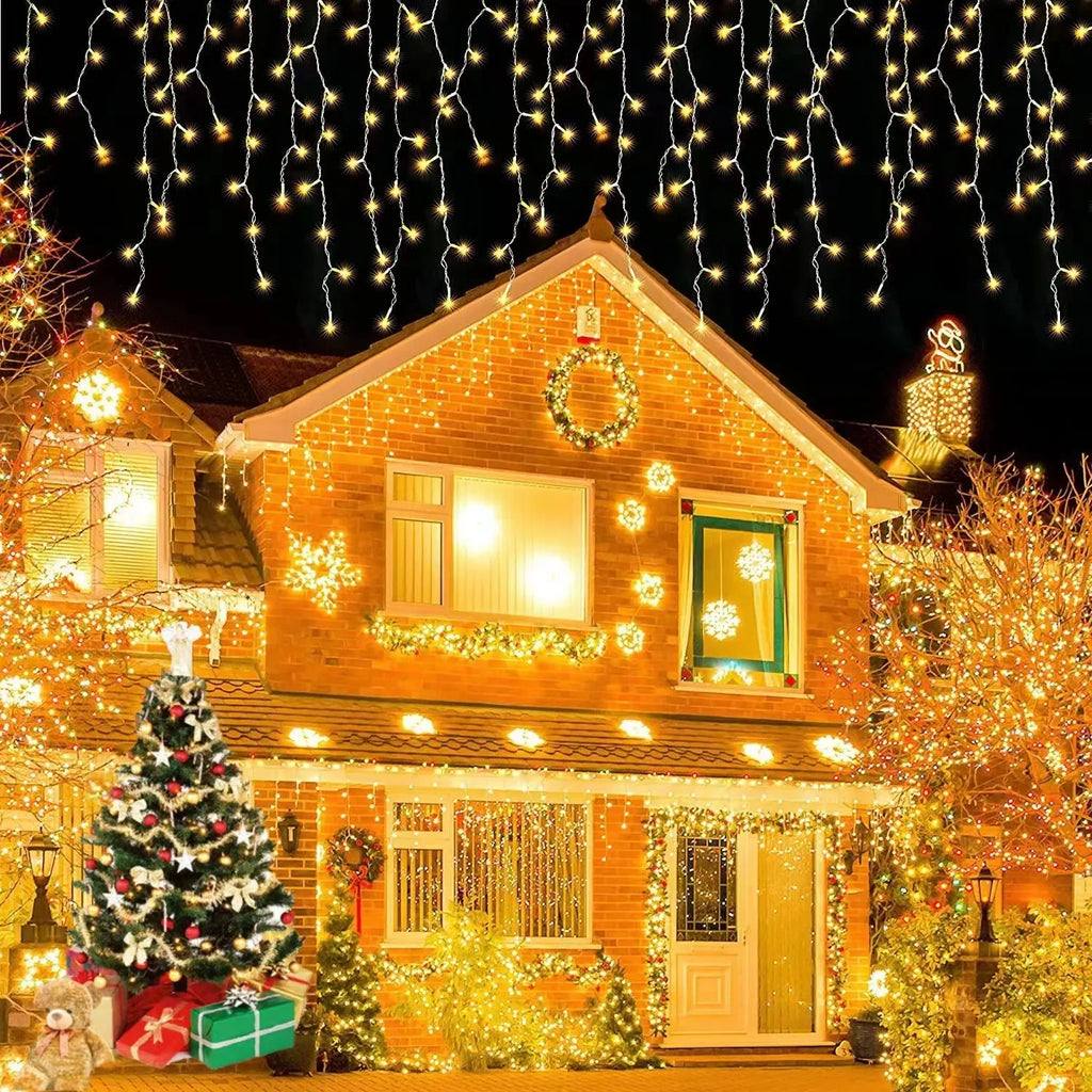 Decoração de natal 2024/2025 luzes de cortina led de gelo para queda ao ar livre 0.4/0.5/0.6m luzes de natal para casa ano novo 2025