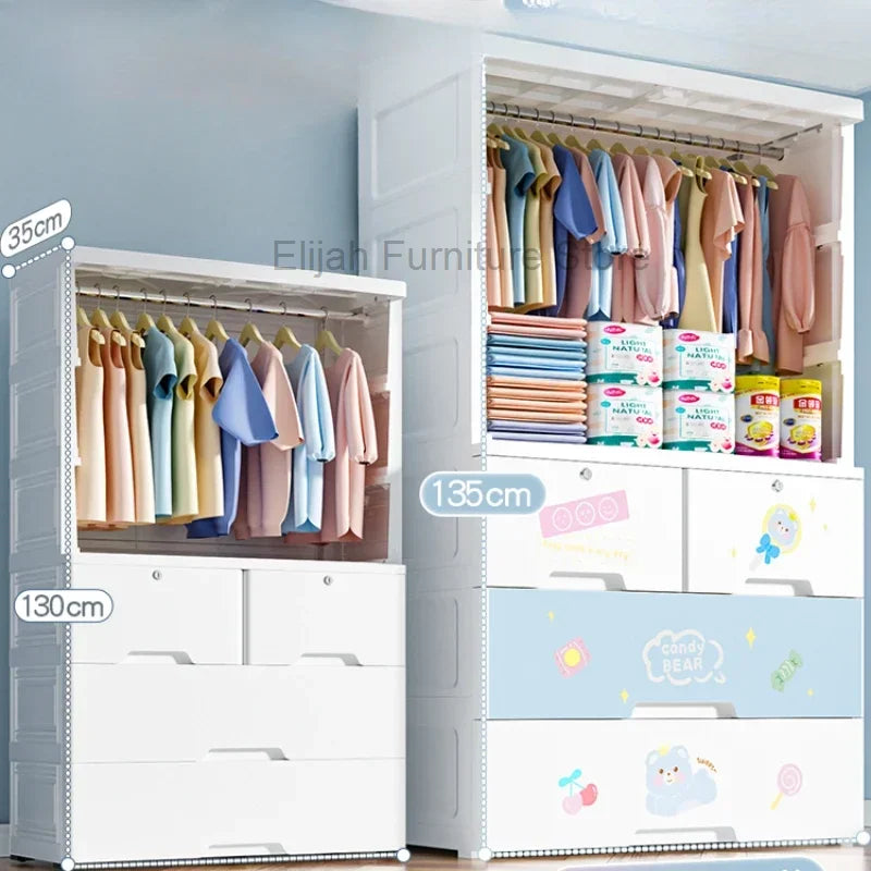 Rack de roupas crianças guarda-roupas armário de armazenamento plástico quarto crianças guarda-roupas bebê szafa na ubrania móveis para casa mr50cw