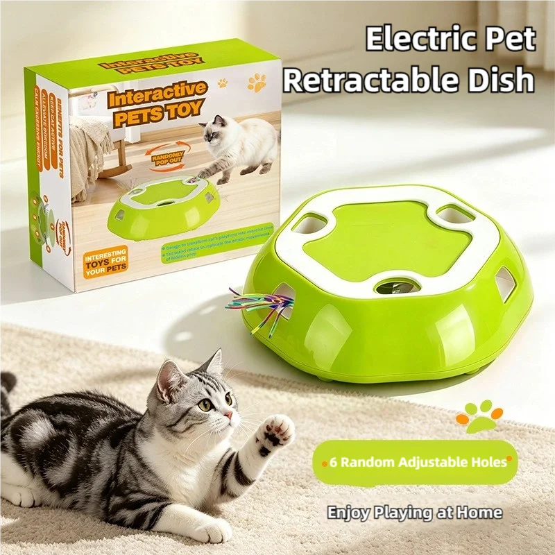 Brinquedo Elétrico Retrátil para Gatos: Placa de Exercício com Múltiplos Buracos para Aliviar o Tédio e Estimular a Energia (Estilo Whack-a-Mole)