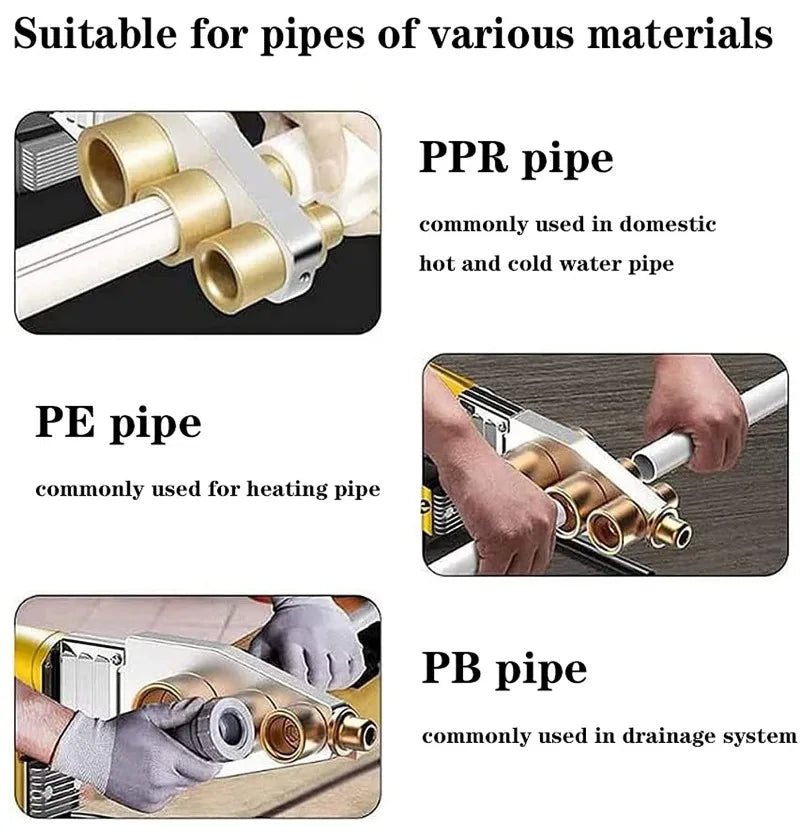 600/800/1000w máquina de solda de tubulação ferro de solda de plástico pb/pp/pe/ppr tubo de aquecimento ferramenta de fusão quente 63/32 tipo