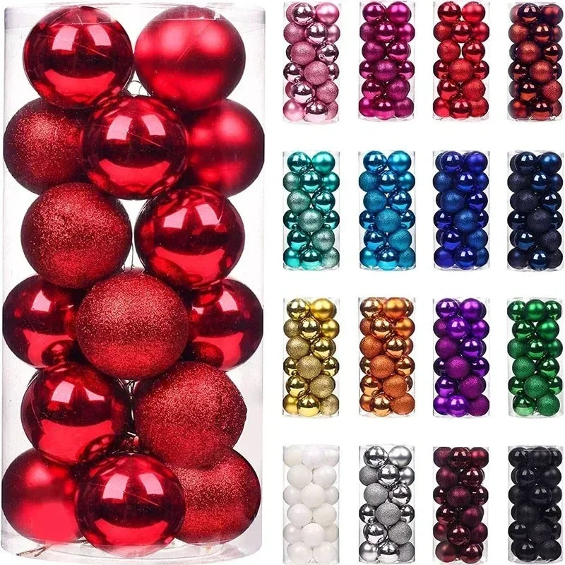 24 Bolas de Natal para Decoração de Árvore de Natal, Enfeites para Decoração de Casa, Halloween, Ano Novo, Acessórios de Bolas Pendentes de Natal