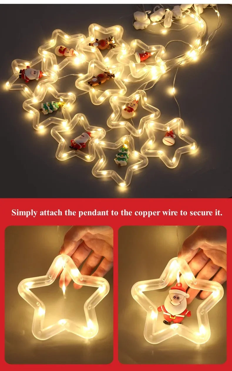 Natal LED Strip Lights para decoração do quarto, lâmpada guirlanda, plugue USB, quarto, sala de estar, janela