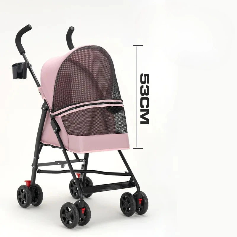 Carrinho de passeio para animais de estimação, carrinho para cães e gatos, tipo ursinho de pelúcia, para atividades ao ar livre, leve e dobrável, para cães e animais de estimação pequenos.
