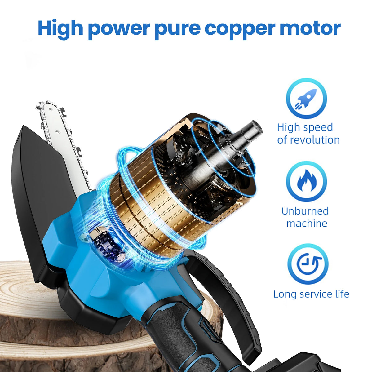 6-Polegada 21v mini motosserra combustível sem fio recarregável portátil pequena serra elétrica bateria ferramenta de jardim com bateria