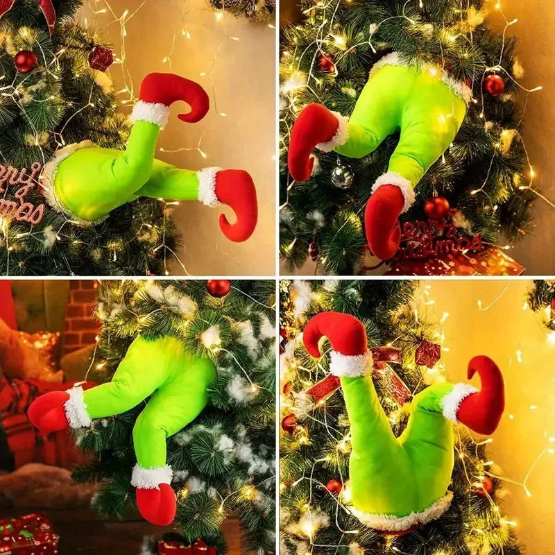 Decoração de árvore de natal, porta de pelúcia, decoração de pernas de elfo de santa, enfeites pendurados para casa, presente para crianças, suprimentos surpresa