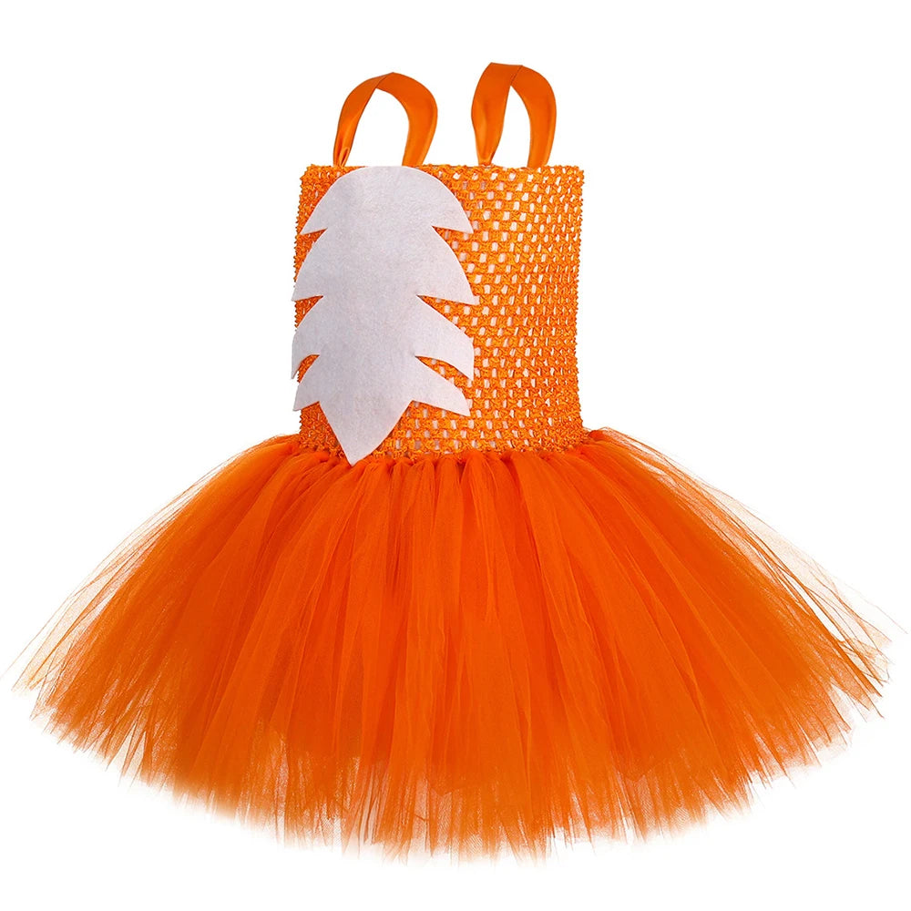 Traje de raposa para meninas laranja dos desenhos animados animal nick wilde tule tutu vestido da criança crianças halloween carnaval festa vestir-se roupas