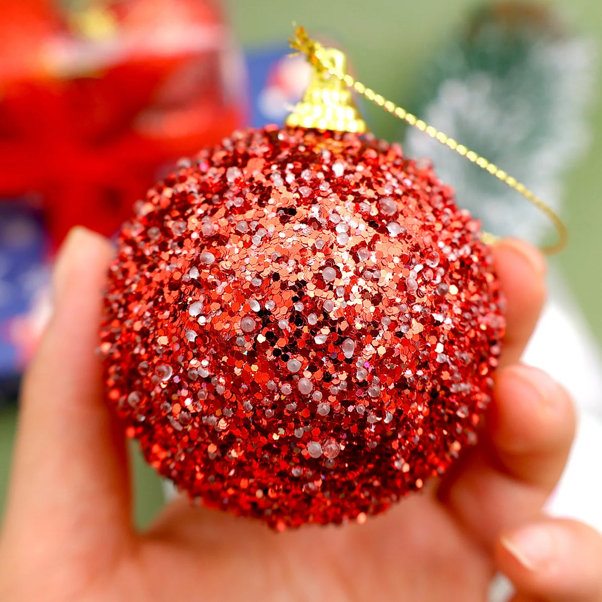 6/30 pçs glitter champanhe branco vermelho bolas de natal ornamentos espumante árvore de natal pendurado bola pingentes decoração de festa de ano novo