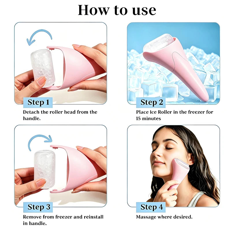 Ice Roller for Face and Gua Sha Facial Tool Set, Ice Face Roller Reduces Puffiness Relieves Migraines Skin Care Tools, Self Care