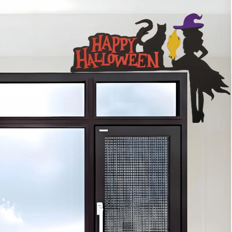 Halloween nova moldura de porta de madeira decoração porta canto casa aranha morcego fantasma decoração estilo gótico ornamento de halloween